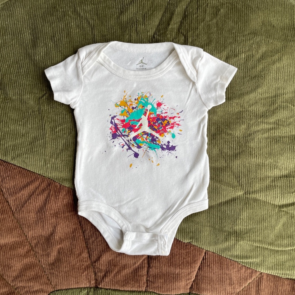 0 to 6 month bodysuit. Air Jordan, Jumpman colorful unsex cotton EUC